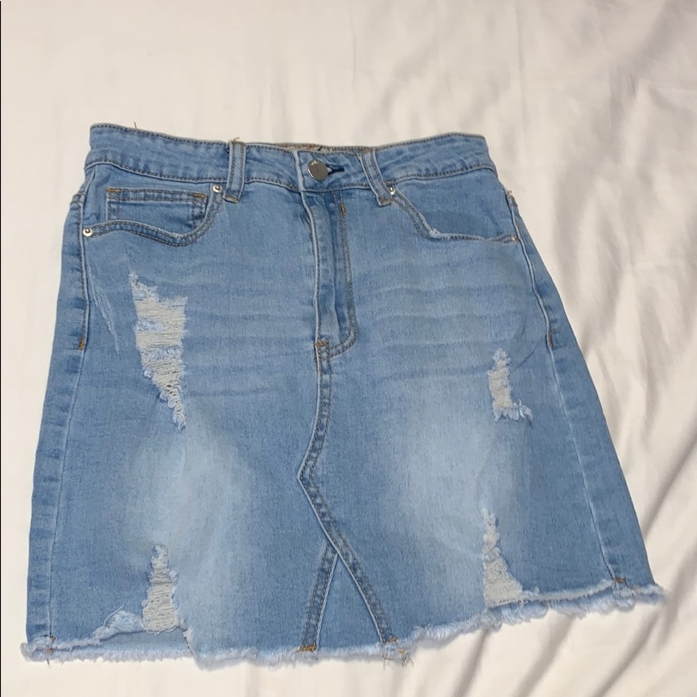 Adorable Distressed Mini Jean Skirt!